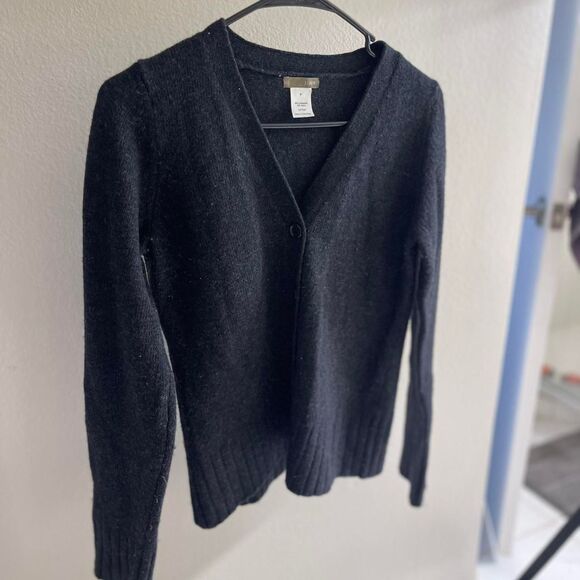 Jcrew Women's Navy Lambswool Button Down Cardigan - Picture 1 of 4